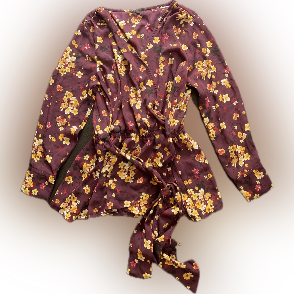 Gibson Floral Blouse in Purple and Yellow